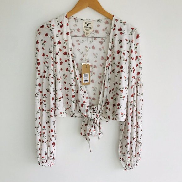 Billabong x Steph Collab NEW Claire Smith Sweet Soul Wrap Top White Size XS - Picture 3 of 11